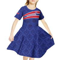 Custom Haiti Football Kid Short Sleeve Dress Les Grenadiers - Royal Palm - Wonder Print Shop