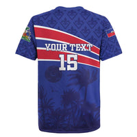 Custom Haiti Football Rugby Jersey Les Grenadiers - Royal Palm - Wonder Print Shop