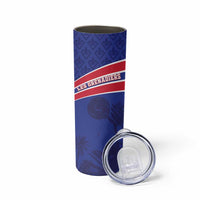 Custom Haiti Football Skinny Tumbler Les Grenadiers - Royal Palm - Wonder Print Shop