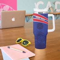 Custom Haiti Football Tumbler With Handle Les Grenadiers - Royal Palm - Wonder Print Shop