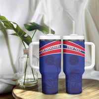 Custom Haiti Football Tumbler With Handle Les Grenadiers - Royal Palm - Wonder Print Shop