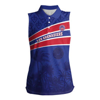 Custom Haiti Football Women Sleeveless Polo Shirt Les Grenadiers - Royal Palm - Wonder Print Shop