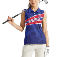 Custom Haiti Football Women Sleeveless Polo Shirt Les Grenadiers - Royal Palm - Wonder Print Shop