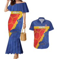 Custom Haiti Football Couples Matching Mermaid Dress and Hawaiian Shirt Neg Marron Go Ayiti - Wonder Print Shop