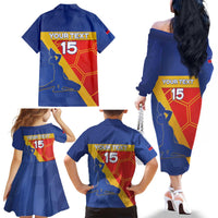 Custom Haiti Football Family Matching Off The Shoulder Long Sleeve Dress and Hawaiian Shirt Neg Marron Go Ayiti - Wonder Print Shop