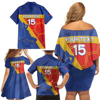 Custom Haiti Football Family Matching Off Shoulder Short Dress and Hawaiian Shirt Neg Marron Go Ayiti - Wonder Print Shop