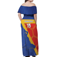 Custom Haiti Football Off Shoulder Maxi Dress Neg Marron Go Ayiti - Wonder Print Shop