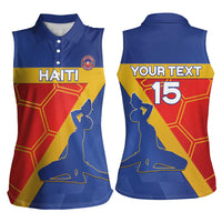Custom Haiti Football Women Sleeveless Polo Shirt Neg Marron Go Ayiti - Wonder Print Shop