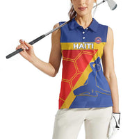 Custom Haiti Football Women Sleeveless Polo Shirt Neg Marron Go Ayiti - Wonder Print Shop