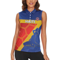 Custom Haiti Football Women Sleeveless Polo Shirt Neg Marron Go Ayiti - Wonder Print Shop