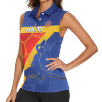 Custom Haiti Football Women Sleeveless Polo Shirt Neg Marron Go Ayiti - Wonder Print Shop
