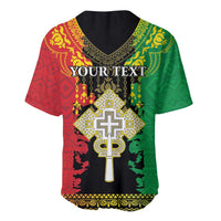 Personalised Ethiopia Baseball Jersey Lion Of Judah Mix African Pattern - Wonder Print Shop