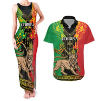 Personalised Ethiopia Couples Matching Tank Maxi Dress and Hawaiian Shirt Lion Of Judah Mix African Pattern - Wonder Print Shop
