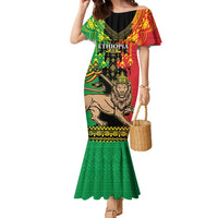 Personalised Ethiopia Family Matching Mermaid Dress and Hawaiian Shirt Lion Of Judah Mix African Pattern - Wonder Print Shop