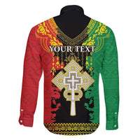 Personalised Ethiopia Family Matching Off The Shoulder Long Sleeve Dress and Hawaiian Shirt Lion Of Judah Mix African Pattern - Wonder Print Shop