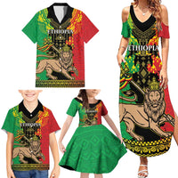 Personalised Ethiopia Family Matching Summer Maxi Dress and Hawaiian Shirt Lion Of Judah Mix African Pattern - Wonder Print Shop