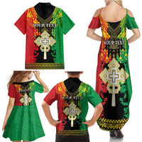 Personalised Ethiopia Family Matching Summer Maxi Dress and Hawaiian Shirt Lion Of Judah Mix African Pattern - Wonder Print Shop