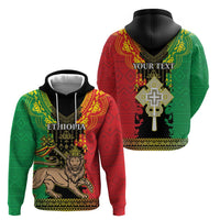 Personalised Ethiopia Hoodie Lion Of Judah Mix African Pattern - Wonder Print Shop