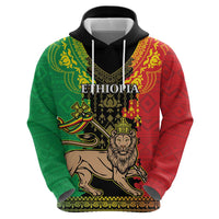 Personalised Ethiopia Hoodie Lion Of Judah Mix African Pattern - Wonder Print Shop