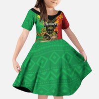 Personalised Ethiopia Kid Short Sleeve Dress Lion Of Judah Mix African Pattern - Wonder Print Shop