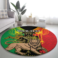Personalised Ethiopia Round Carpet Lion Of Judah Mix African Pattern