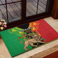 Personalised Ethiopia Rubber Doormat Lion Of Judah Mix African Pattern - Wonder Print Shop