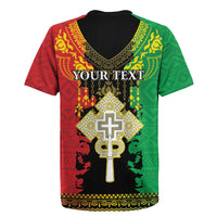 Personalised Ethiopia Rugby Jersey Lion Of Judah Mix African Pattern - Wonder Print Shop