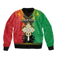 Personalised Ethiopia Sleeve Zip Bomber Jacket Lion Of Judah Mix African Pattern - Wonder Print Shop