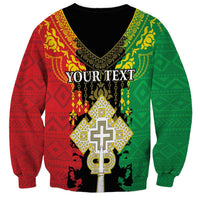 Personalised Ethiopia Sweatshirt Lion Of Judah Mix African Pattern - Wonder Print Shop
