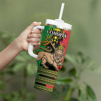 Personalised Ethiopia Tumbler With Handle Lion Of Judah Mix African Pattern - Wonder Print Shop