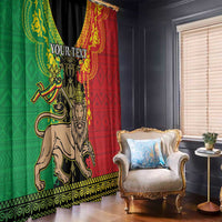 Personalised Ethiopia Window Curtain Lion Of Judah Mix African Pattern - Wonder Print Shop