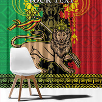 Personalised Ethiopia Window Curtain Lion Of Judah Mix African Pattern - Wonder Print Shop