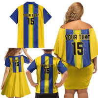 Custom Tanzania Football Family Matching Off Shoulder Short Dress and Hawaiian Shirt Sporty Style