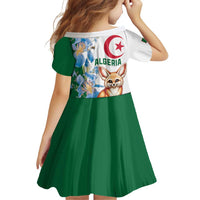 Algeria Fennec Fox Family Matching Off Shoulder Short Dress and Hawaiian Shirt Blue Isris Flower