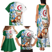 Algeria Fennec Fox Family Matching Tank Maxi Dress and Hawaiian Shirt Blue Isris Flower