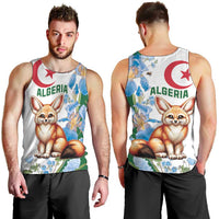 Algeria Fennec Fox Men Tank Top Blue Isris Flower