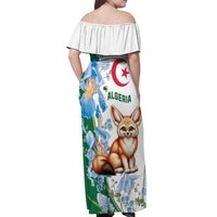 Algeria Fennec Fox Off Shoulder Maxi Dress Blue Isris Flower