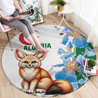 Algeria Fennec Fox Round Carpet Blue Isris Flower