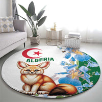 Algeria Fennec Fox Round Carpet Blue Isris Flower