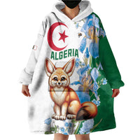 Algeria Fennec Fox Wearable Blanket Hoodie Blue Isris Flower