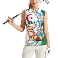 Algeria Fennec Fox Women Sleeveless Polo Shirt Blue Isris Flower