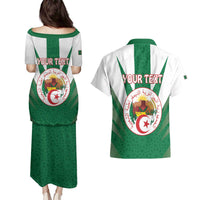 Personalised Algeria Couples Matching Puletasi and Hawaiian Shirt Coat Of Arms With Islamic Pattern
