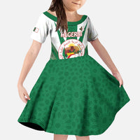 Personalised Algeria Family Matching Off The Shoulder Long Sleeve Dress and Hawaiian Shirt Coat Of Arms With Islamic Pattern