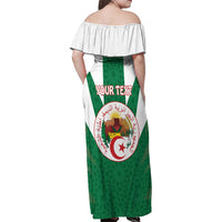 Personalised Algeria Family Matching Off Shoulder Maxi Dress and Hawaiian Shirt Coat Of Arms With Islamic Pattern