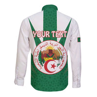 Personalised Algeria Long Sleeve Button Shirt Coat Of Arms With Islamic Pattern