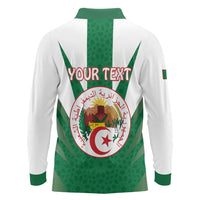 Personalised Algeria Long Sleeve Polo Shirt Coat Of Arms With Islamic Pattern
