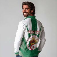 Personalised Algeria Long Sleeve Polo Shirt Coat Of Arms With Islamic Pattern