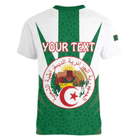 Personalised Algeria Women V-Neck T-Shirt Coat Of Arms With Islamic Pattern