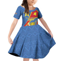 Personalised DR Congo Family Matching Off Shoulder Short Dress and Hawaiian Shirt Coat Of Arms African Pattern