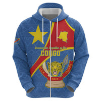 Personalised DR Congo Hoodie Coat Of Arms African Pattern